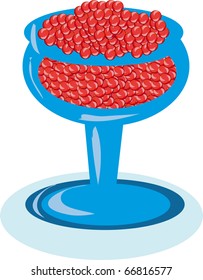 Vase with red caviar on the isolated background/ Illustration