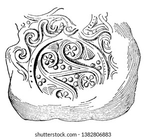 Vase Seals are frequently found in archaeological excavations, An impression in clay used to seal vases, vintage line drawing or engraving.