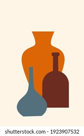 Vase set. Minimalist boho bottle collection. Abstract vases for poster design