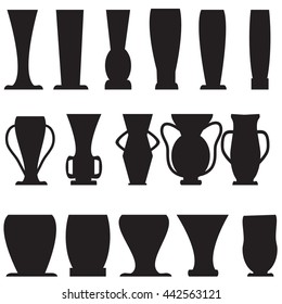Vase set. Pottery Vases Flower Home Interior Decoration. Vector icon collection.