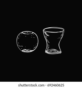 Vase. Set. Sketch. Calligraphy. Vector.