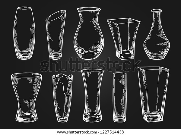 Vase Set Various Forms Glass Vases Stock Vector Royalty Free