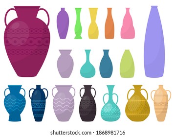 Ilustración de diseño vectorial de conjunto de vasos aislados en fondo blanco
