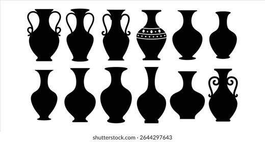 vaso definir silhueta de vetor no fundo branco.