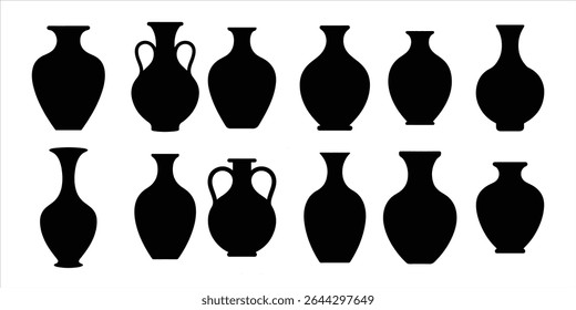 vaso definir silhueta de vetor no fundo branco.