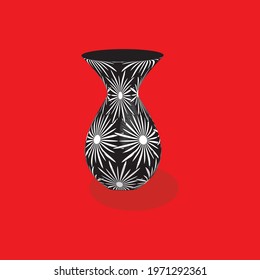 vase shape with black and white flower pattern