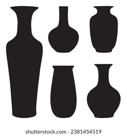 vase silhouette isolated black on white background