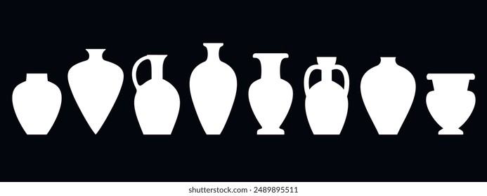 Vase Silhouette. Isolierte Vase auf weißem Hintergrund