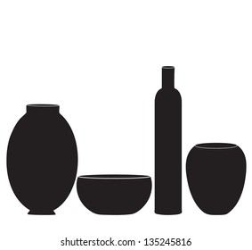 vase silhouette set vector
