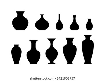 Vase silhouette vector isolated on white background