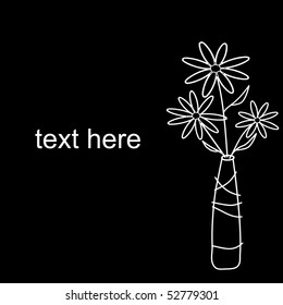 Un jarrón de flores simples sobre fondo negro. Vector