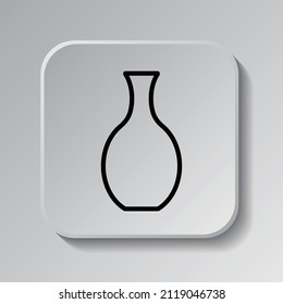 Vase simple icon vector. Flat desing. Black icon on square button with shadow. Grey background.ai