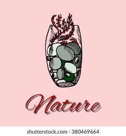 vase with stones