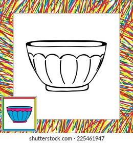 Vase for sweets coloring book. Vector illustration for children