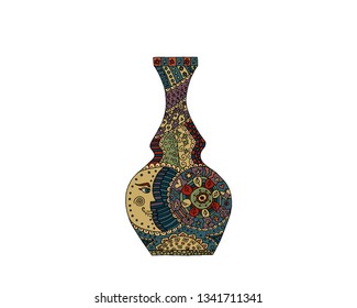 Vase tangle pattern. Vector illustration. Doodle design