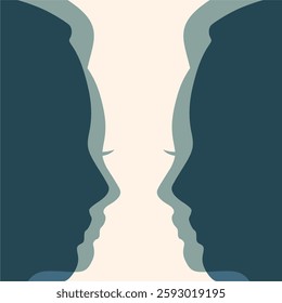 A vase or two face profile view. Optical illusion. Human head make silhouette of goblet