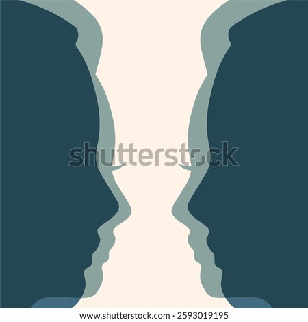A vase or two face profile view. Optical illusion. Human head make silhouette of goblet