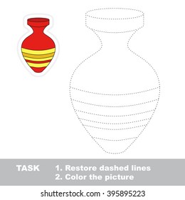 Vase in vector to be traced. Restore dashed line and color the picture. Trace game for children.