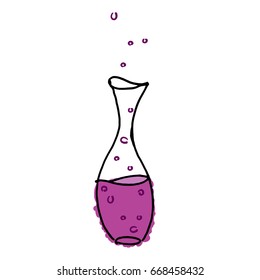 Vase. Vector illustration of a vase with a purple liquid with bubbles. Hand drawn doodle vase for flowers.