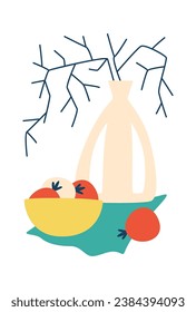 Vase und Gemüse noch lebende Vektorgrafik