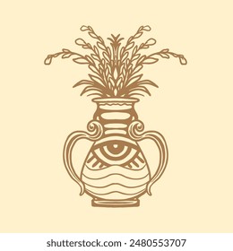 vase vintage illustration vector art