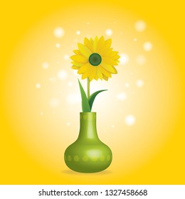 
vase with a yellow flower on a yellow background
