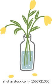 vase and yellow tulip Illust