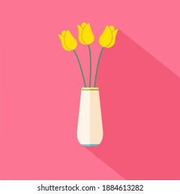 Vase with yellow tulips vector graphics