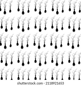 Vases, arranged in black and white.