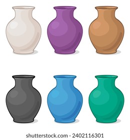 Vases in different colors. Vector illustration with vases.
