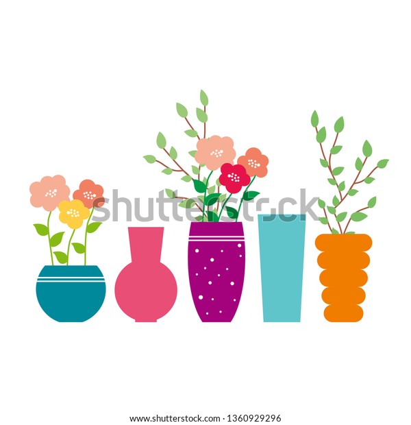 Vases Different Shapes Illustration Vase Flowers Stock Vector