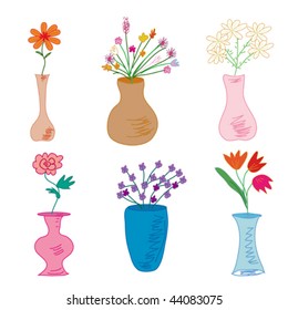 Vases with flowers collection