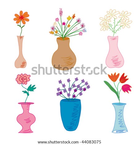 Vases Flowers Collection Stock Vector (Royalty Free) 44083075