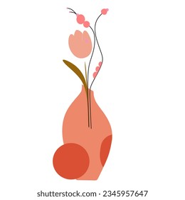 Vases and flowers line drawing. Vase illustration. Vector.