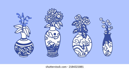 Vases Hand Drawn Sticker Pack , isolated vector patches, pins, stamps or sticker pack, trendy illustrations. Colorful planning decoration , Prints and social media post.