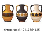 Vases isolated on a white background. Vector illustration of clay vessels.