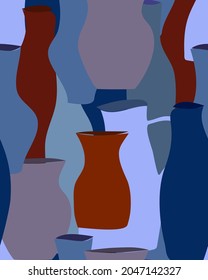Vases seamless pattern. Vector concept for textile, paper, wrapping paper, wall paper, print.