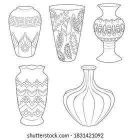Vases vector set 1 black and white vector