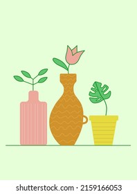 Vases (vessels) in abstract style illustration