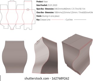 Vase-shaped box template die cut vector