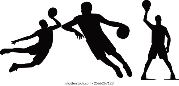 Vasketball  player poseing silhouette art vector