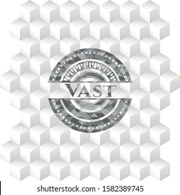 Vast grey emblem with geometric cube white background