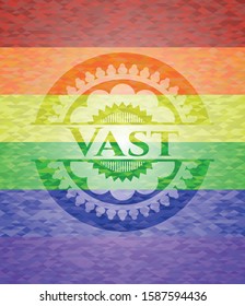Vast on mosaic background with the colors of the LGBT flag