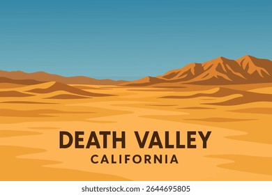 O vasto e aberto deserto de Death Valley, Califórnia, se estende em todas as direções, onde o calor intenso e a paisagem estéril criam uma cena de outro mundo