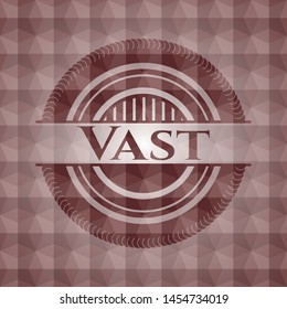 Vast red seamless emblem with geometric pattern background.