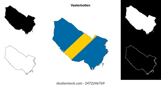 Vasterbotten county blank outline map set