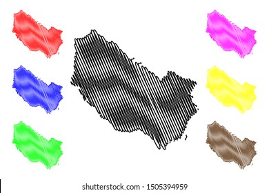 Vasterbotten County (Counties of Sweden, Kingdom of Sweden) map vector illustration, scribble sketch Västerbotten map