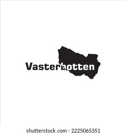 Vasterbotten map and black lettering design on white background