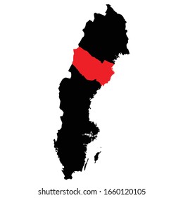 Vasterbotten province highlighted on Sweden map Vector EPS 10