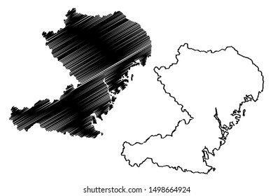 Vasternorrland County (Counties of Sweden, Kingdom of Sweden) map vector illustration, scribble sketch Västernorrland map